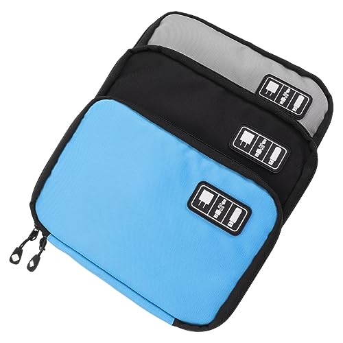 HOMSFOU 3stücke Organizer-Tasche Für Digitale Kabel Tragbare Aufbewahrungstasche Mit Doppelter Reißverschluss Netztaschen Für Elektronikzubehör Reise-Organizer Für Datenkabel Und von HOMSFOU