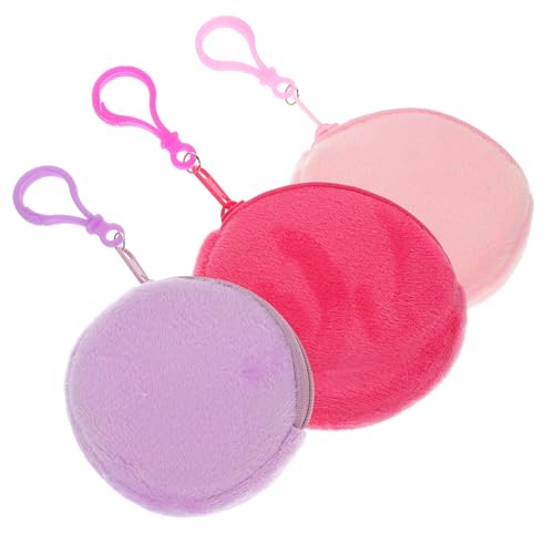 HOMSFOU Plüsch Geldbörse Für Damen 3 Stück Runde Münztasche Mit Reißverschluss Kleine Handtasche Für Kopfhörer Schlüssel Und Kleingeld Kompakt Und Leicht Für Reisen Und Alltag von HOMSFOU