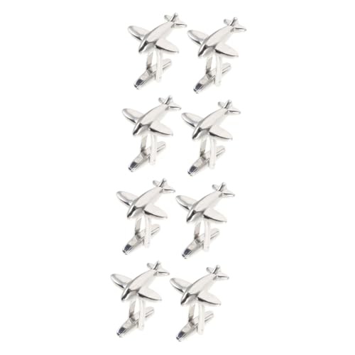 HOMSFOU 4 Paare Flugzeug Manschettenknöpfe für Herren Langlebige Cufflinks mit Hochwertiger Verarbeitung für Business und Freizeit für Anzüge und Partys Silber von HOMSFOU