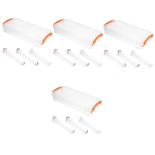 HOMSFOU 4 Sätze Aufbewahrungsbox Für Federmäppchen Aufbewahrungsboxen Stapelbar Groß Bleistift Aufbewahrungsbox Für Stifte Fall Stiftorganisator Etui Zufällige Farbe 4 Stück * 4 von HOMSFOU