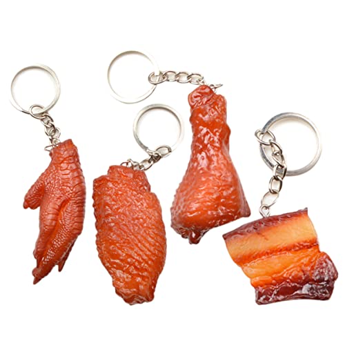 HOMSFOU 4 Stück Kette Kreativer Schlüsselring Zum Aufhängen Von Schweinefleisch Schlüssel Durchwachsene Simulation Hühnerflügel Ring Anhänger Pvc Drumstick Food Feet von HOMSFOU