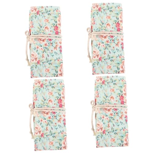 HOMSFOU 4 Stück Roll Canvas Federmäppchen Canvas Bleistift Aufbewahrungstasche Ästhetisches Stiftmäppchen Bleistifttaschen Dekorativer Stiftträger Stifttasche Federmäppchen von HOMSFOU