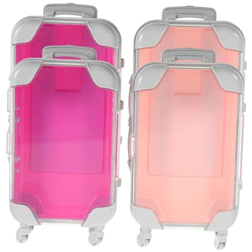 HOMSFOU 4 Stück Tragbarer Make up Reisekoffer Kleiner Kosmetikkoffer Für Frauen Kleiner Make up Organizer Aus Kunststoff Rosa Und Rot Für Reisen Und Kosmetikpinsel von HOMSFOU