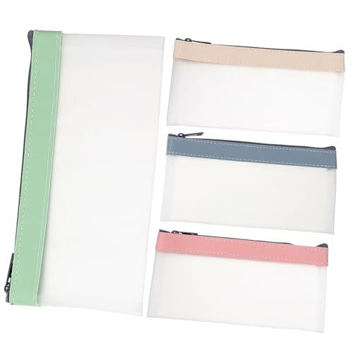 HOMSFOU 4Stücke Teiliges Bleistiftetui Transparente Schreibwaren Aufbewahrungstaschen für Schule Leicht für Stifte Kosmetik und Vielseitig von HOMSFOU