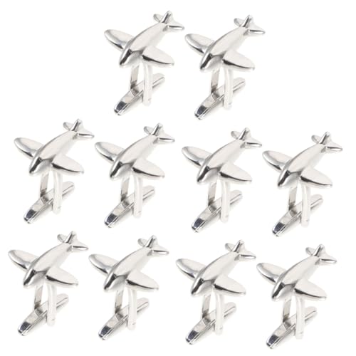HOMSFOU 5 Paare Manschettenknöpfe für Herren Hochwertigem Kupfer Flugzeug Design und Langlebige Cufflinks für Anzug und Hemd Perfektes für Besondere Anlässe von HOMSFOU