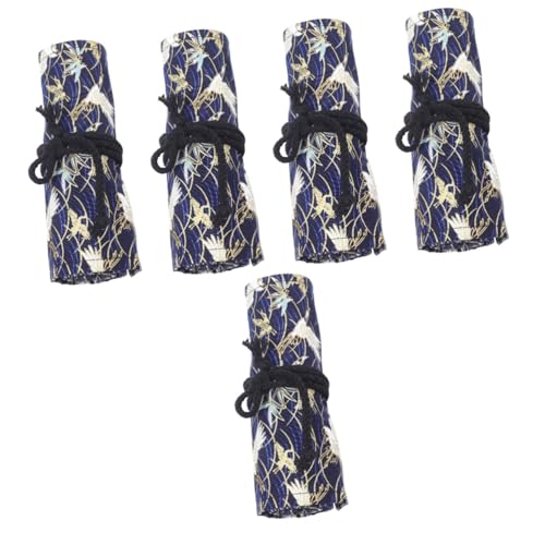 HOMSFOU 5 Stück Stilvolle Federtasche im Chinesischen Design Große Stiftrolle mit Fächern für Buntstifte Pinsel und Schreibutensilien für Kunststudenten und Arbeiten Platzsparend und von HOMSFOU