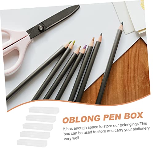 HOMSFOU 5 Stück Teiliges Halbtransparente Kunststoff Stifteboxen Langlebige Leichte Aufbewahrungsboxen für Schreibwaren Praktische Organizer für Büro Schule und Zuhause Vielseitige von HOMSFOU