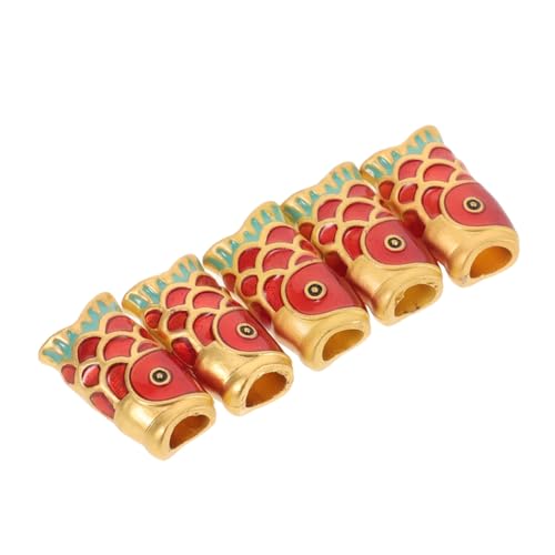 HOMSFOU 5 Stück großer Lochcharme Handwerk Reiz Form Anhänger mit großem Loch Fischanhänger selber machen farbig Fischperlen Fisch-Armband-Charms Fisch Charme Perlen-Anhänger Legierung rot von HOMSFOU