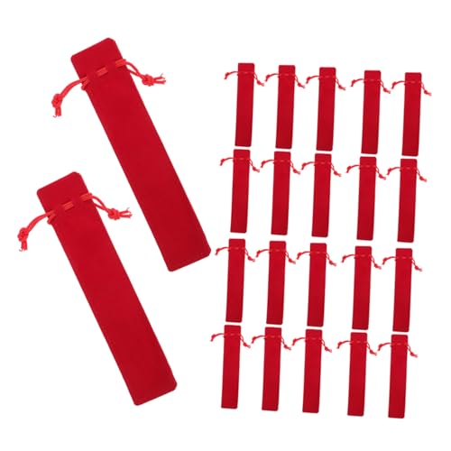 HOMSFOU 50 Stück Federmäppchen Mit Kordelzug Stifteetui Mit Kordelzug Federmäppchen Aus Samt Brunnenstiftbeutel Samtbeutel Aufbewahrungskoffer Für Schreibwaren Flanell Rot von HOMSFOU