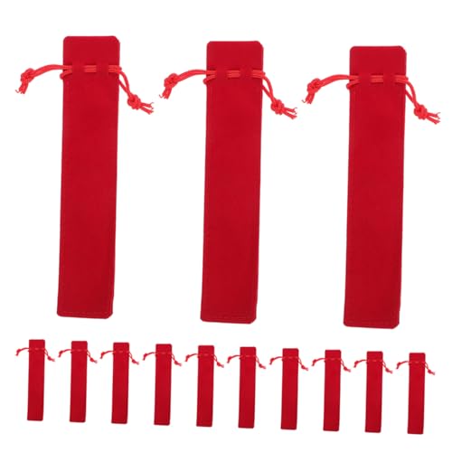 HOMSFOU 50 Stück Federmäppchen mit Kordelzug Federtasche mit Kordelzug Kleine Bleistiftbeutel Stiftebeutel für Schreibwaren Einzelhülle Hülle Halter Mini-Beutel Flanell rot von HOMSFOU