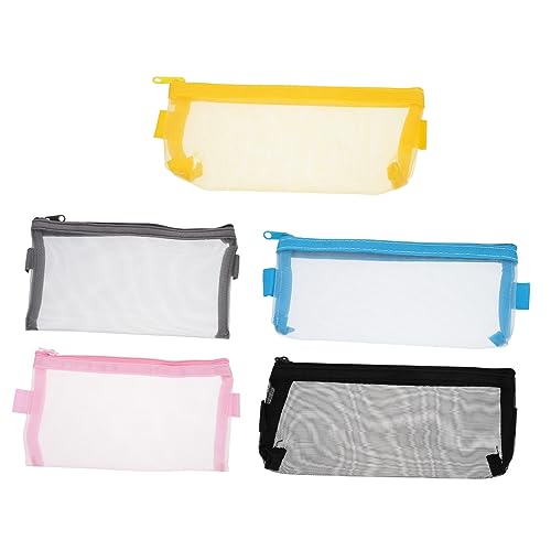 HOMSFOU 5stücke Federmäppchen Aus Mesh Stifteaufbewahrungstasche Tragbar Schreibwarentasche Für Schule Stiftetui Bleistiftbox Stift Organizer Mit Großem Fassungsvermögen von HOMSFOU