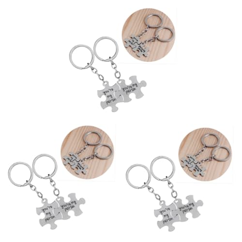 HOMSFOU 6 STK Edelstahlschmuck für Damen Schlüsselanhänger für Männer Geschenke Rätsel Schlüsselanhänger aus Edelstahl Schlüsselanhänger für Frauen Freund Zubehör Schlüsselbund Puzzle Mann von HOMSFOU