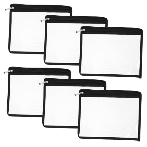 HOMSFOU 6 Stück PVC -Bleistiftbeutel Zipper -Bleistift -Fall durchsichtige Beutel für die Reise Reißverschlussordner für Dokumente Federmäppchen für Ordner Federmäppchen für Jungen Schwarz von HOMSFOU