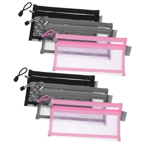 HOMSFOU 6 Stück Teiliges Doppelschicht Nylon Mesh Reißverschluss Mäppchen Transparente Leichte Federmäppchen für Schule Büro Reise Kompakte Verschleißfeste Aufbewahrungstaschen von HOMSFOU