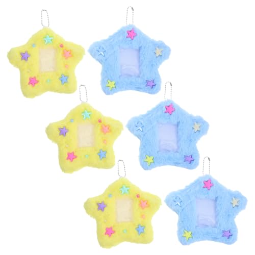 HOMSFOU 6 Stück Teiliges Plüsch Stern Kartenetui mit Transparenter Hülle und Schlüsselanhänger Niedlicher Fotokartenhalter für Ausweise Fotokarten Kreditkarten Schüler und Buskarten Gelb von HOMSFOU