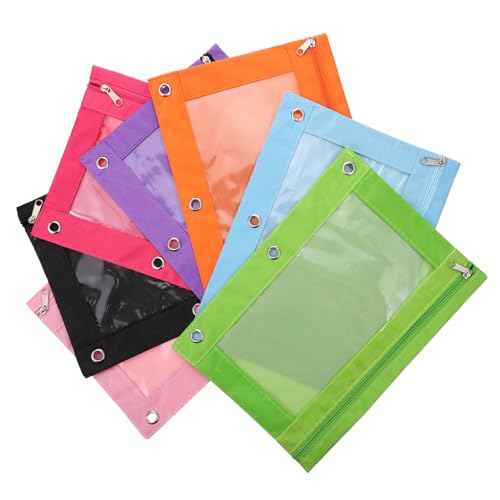HOMSFOU 7 Stück Teiliges Multifunktions Stiftetui Robuste Tragbare Federmäppchen mit Reißverschluss für Stifte Bleistifte und Schreibwaren für Schule und Büro Schwarz Orange Rosa Hellgrün von HOMSFOU
