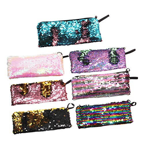 HOMSFOU 7Stücke Teiliges Kreatives Federmäppchen im Meerjungfrauen Thema Zweifarbiger Glitzer Vielseitig Einsetzbar für Schüler zur Aufbewahrung von Schreibwaren und Kabeln von HOMSFOU