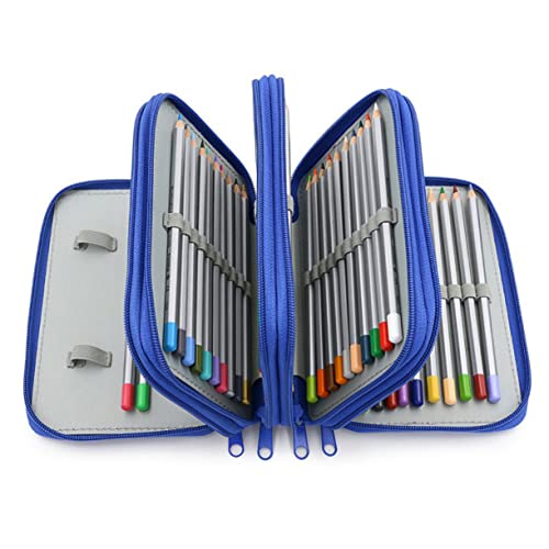 HOMSFOU Multifunktionales Slots Federmäppchen Lagiger Buntstift Organizer Für Schüler Stifte Tasche Mit Reißverschluss Für Kunst Schule Büro Und Reisen Blau von HOMSFOU