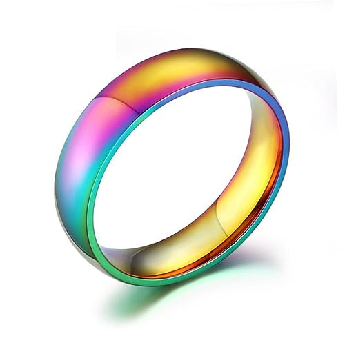 HOMSFOU Bunter Titanstahlring Rainbow Farbwechsel Ring Damen Schmuck Eleganter Regenbogenring für Frauen und Freunde von HOMSFOU