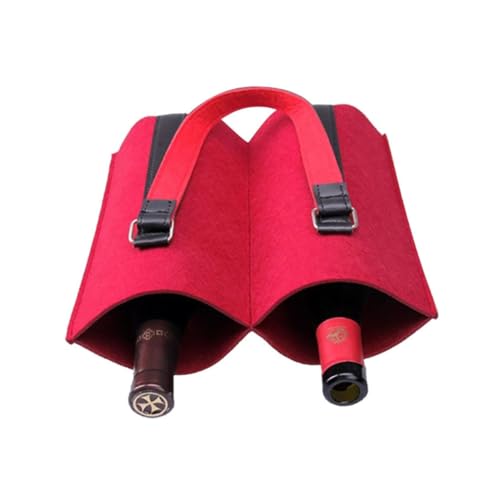 HOMSFOU Faltbare Filz Weintasche mit Hartschale Schützender Weinflaschenkoffer Wiederverwendbarer Tragetasche für Flaschen Rotwein Umweltfreundliche Geschenktasche für Weihnachten und von HOMSFOU