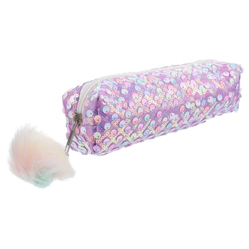 HOMSFOU Lovely Glitter Pencil Case Für Schüler Tragbare Stiftemappe Mit Reißverschluss Vielseitig Einsetzbare Aufbewahrung Für Schreibwaren Und Kosmetik Lila von HOMSFOU