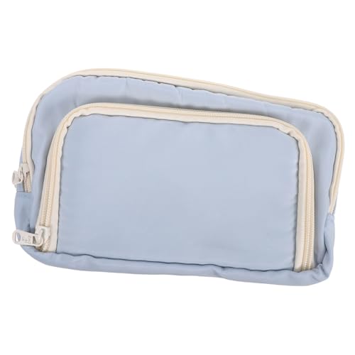 HOMSFOU Großes Federmäppchen mit DREI Fächern Geräumiges Mäppchen für Schüler und Künstler Praktische Stifttasche zur Organisation von Schreibwaren und Kunstbedarf Hellblau von HOMSFOU