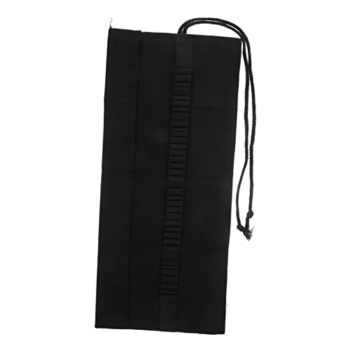 HOMSFOU Großes Kapazitäts Federmäppchen Canvas Fächer Roll Up Stiftemappe für Buntstifte und Zeichnen Platzsparend für Schüler und Künstler Schwarz von HOMSFOU