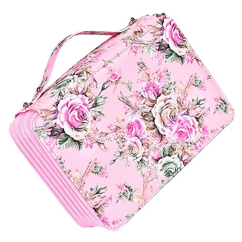 HOMSFOU Handgezeichnete Stiftetasche Fächer Große Kapazität Stiftaufbewahrungstasche für Künstler und Tragbar mit Elegantem Design Blumenmuster von HOMSFOU