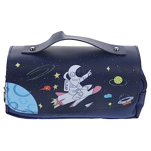 HOMSFOU Handheld Stifte Aufbewahrungstasche Multifunktionales Federmäppchen mit Großem Fassungsvermögen für Schule Kunst und Kosmetik Leicht und Tragbar Cartoon Muster Blau von HOMSFOU