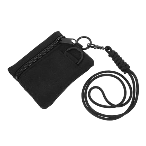 HOMSFOU Kleine Reisebrieftasche kleine Tasche hängende Kopfhörertasche hängende Münztüte Hangsack im Freien Camping-Kopfhörertasche Brieftaschen-Lanyards für Damen Oxford-Stoff Schwarz von HOMSFOU