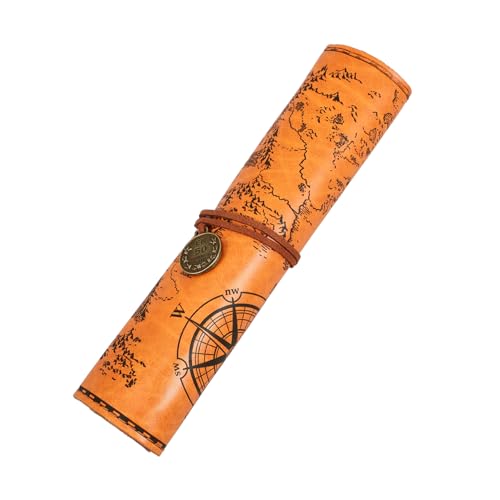 HOMSFOU Lederstifttasche Schreibwaren Bleistift Stiftwickeltaschen Markierungsstiftbeutel Federmäppchen Stiftverpackungstasche Stiftverpackungs-Organizer Braun von HOMSFOU