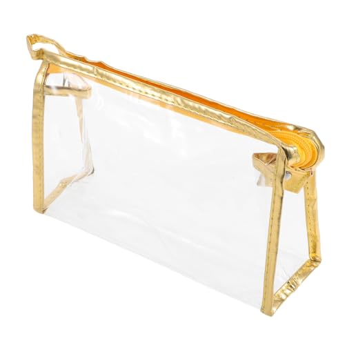 HOMSFOU Mäppchen schreibwaren Organizer stiftehalter Transparente Stiftebox Durchsichtige Schreibwaren Aufbewahrung Kleine Stiftebox Stiftbeutel Kleiner Bleistiftkoffer PVC Golden von HOMSFOU
