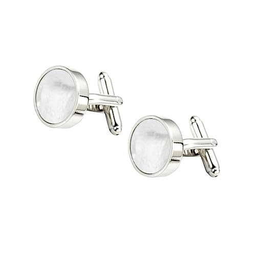 HOMSFOU Manschettenknöpfe Kupfer mit Natürlicher Silberfarbene Runde French Cuff Style Langlebig Rostfrei Einfach zu Nähen Unisex für Business und Freizeit von HOMSFOU