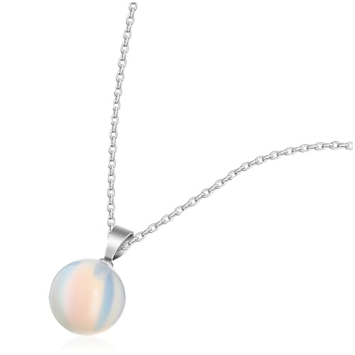 HOMSFOU Mondstein Halskette Anhänger Halskette Schmuck Frau Silber Halsketten Für Frauen Trendy Ästhetische Halskette Mondstein Sterling Silber Halskette Charm Naturstein Zufällige Farbe von HOMSFOU