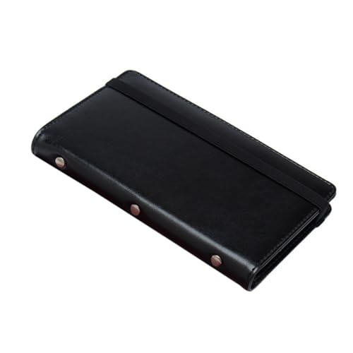 HOMSFOU PU Leder Visitenkartenetui Groß Fassungsvermögen Kartenfächer Flexibel Elastisch Business Kartenbox Tragbar Schwarz für Büro und Unterwegs von HOMSFOU