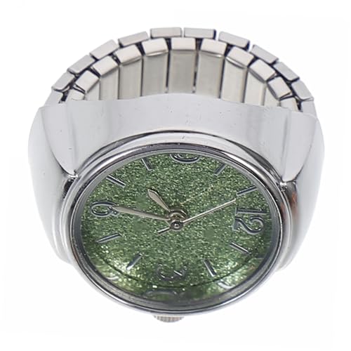 HOMSFOU Quartz Ring Uhr Damen Herren Elastischer Ringuhr mit Mattem Modische Armbanduhr für Alltag Party und Präzises Quarzwerk Dehnbarer Fingerschmuck in Hellgrün von HOMSFOU