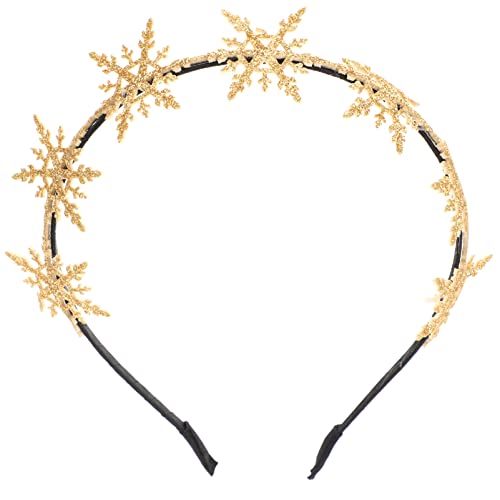 HOMSFOU Weihnachts-Schneeflocken-Stirnband gold weißes Stirnband Kopfschmuck für Tiara Haarbänder Weihnachtskopfschmuck Weihnachten Kinderhaar Erwachsener Schal Haarring Geschenk Braut von HOMSFOU