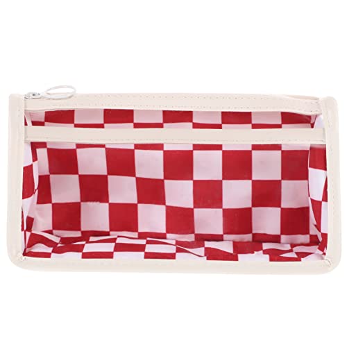 HOMSFOU Schulstifttasche Großer Bleistift Organizer Multifunktionale Transparente Stift Speichertasche Im Karodesign Für Und Büroangestellte von HOMSFOU
