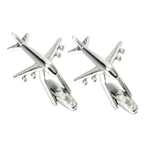 HOMSFOU Silberne Manschettenknöpfe Herren Flugzeug design Edelstahl Cufflinks Robuste Polierte Hemd accessoires Komfortabel Vielseitig für Hochzeit Business Geburtstag von HOMSFOU