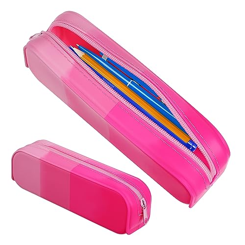 HOMSFOU Stifteetui Rosa Federmäppchen Großes Silikon Bleistiftetui Mehrzweck Organizer für Schule Büro Glatter Reißverschluss HOMSFOU Stifteetui Rosa Federmäppchen Großes Silikon Bleistiftetui Mehrzweck Organizer für Schule Büro Glatter Reißverschluss von HOMSFOU