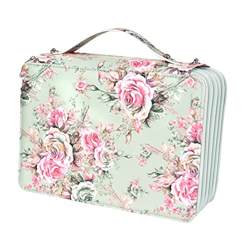 HOMSFOU Stiftetui mit Tragegriff Großer Kapazitäts Organizer für Buntstifte Aquarellstifte und Pinsel für Schule und Strapazierfähigem PU von HOMSFOU