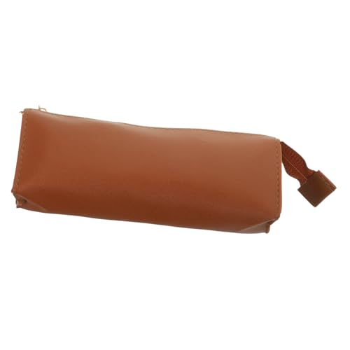 HOMSFOU Stylish Leather Pencil Case Large Capacity Makeup Bag Portable Zipper Pouch for Pens for Students and Adults Present for von HOMSFOU