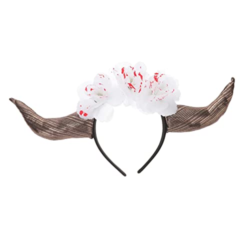 HOMSFOU Tag der Toten Stirnband Gothic-Kostüm-Stirnband Etui für Stickscheren kopfschmuck Tiara Kopfbedeckung aus Horn Blumenstirnbänder für Frauen Halloween Trompete Haarschmuck Stoff von HOMSFOU