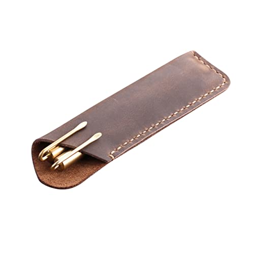 HOMSFOU Vintage Federmäppchen Handgefertigte Stift Aufbewahrungstasche Für Zuhause Büro Und Schule Braun Elegantes Design Für Schreibliebhaber von HOMSFOU