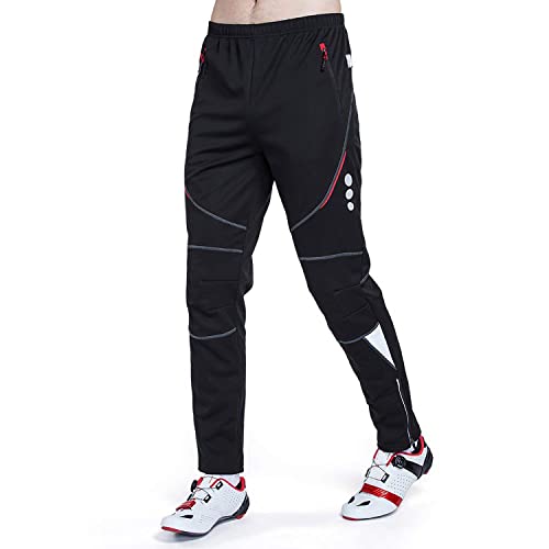 HOMTOL Fahrradhose Herren Winter Thmero Radhose lang Outdoorhose Winddicht Atmungsaktiv Wasserabweisend Softshellhose Thermische Fleece Lang Laufhose Softshellhose für Radfahrren MTB Outdoor Motorrad von HOMTOL