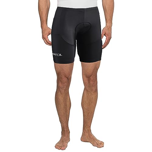 HOMTOL Fahrradhose Herren gepolstert Radlerhose Kurz Radhose stoßfeste Fahrrad Hosen MTB Rennrad Hose Herren mit 3 Taschen (DE/NL/SE/PL, Alphanumerisch, XXL, Regular, Regular, Schwarz-01) von HOMTOL