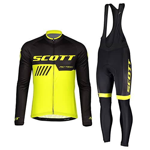 HOMTOL Herren Radtrikot Set Langarm Fahrradanzüge Fahrradtrikot Set Langarm Trikot + Radlerhose mit Sitzpolster Atmungsaktiv Elastische Schnell Trocknend Fahrrad Trikot für Fahrrad Rennrad MTB von HOMTOL