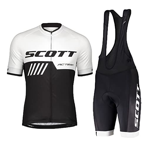 HOMTOL Herren Fahrrad Anzüge Kurzarm Fahrrad Trikot set Atmungsaktive Radtrikot Fahrradbekleidung Set Schnelltrocknend Radler Shirt + Radhose/Trägerhose mit Sitzpolster für Radsport von HOMTOL