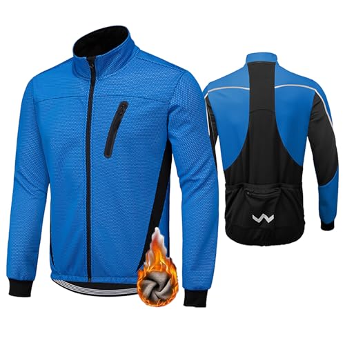 HOMTOL Herren Fahrradjacke Polarfleece-Futter Wasserdicht Winter Thermal Radjacke winddicht regenfest dicke Jacke Fleecejacke radtrikot Atmungsaktive Fahrrad Windjacke für Radsport MTB Laufen Wandern von HOMTOL