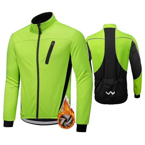 HOMTOL Herren Fahrradjacke Polarfleece-Futter Wasserdicht Winter Thermal Radjacke winddicht regenfest dicke Jacke Fleecejacke radtrikot Atmungsaktive Fahrrad Windjacke für Radsport MTB Laufen Wandern von HOMTOL